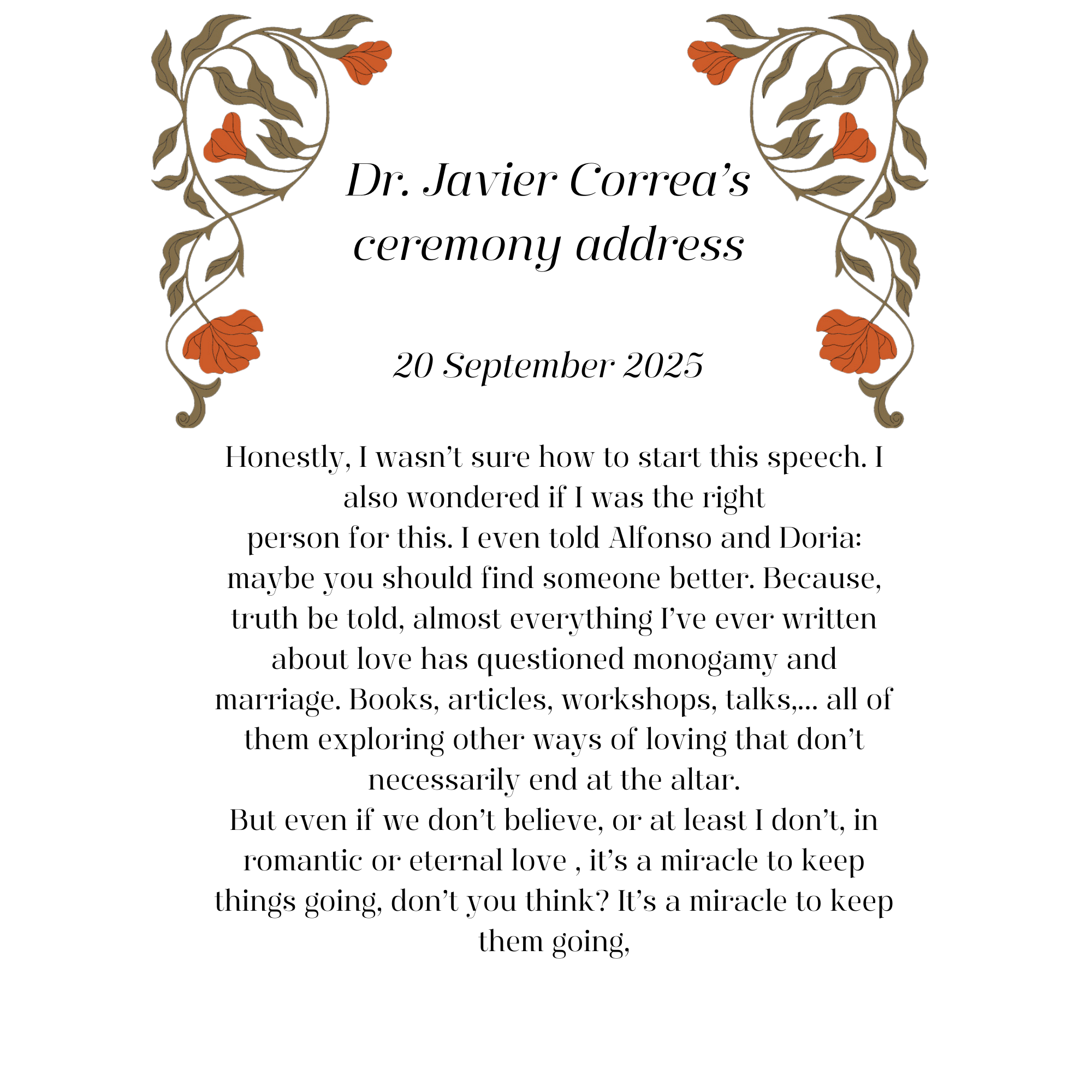 Dr. Correa's ceremony address. Pg 1