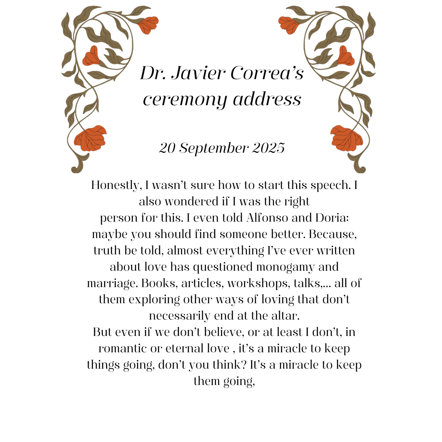 Dr. Correa's ceremony address. Pg 1