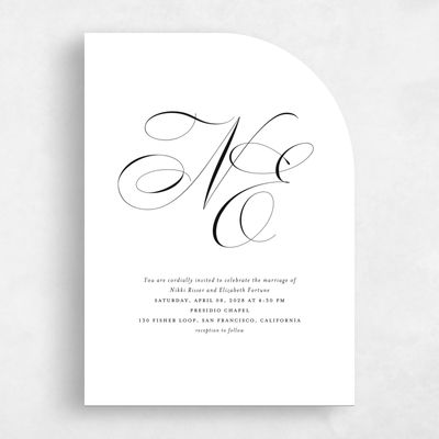 White Half arch Wedding Invitation - Thorn Classic