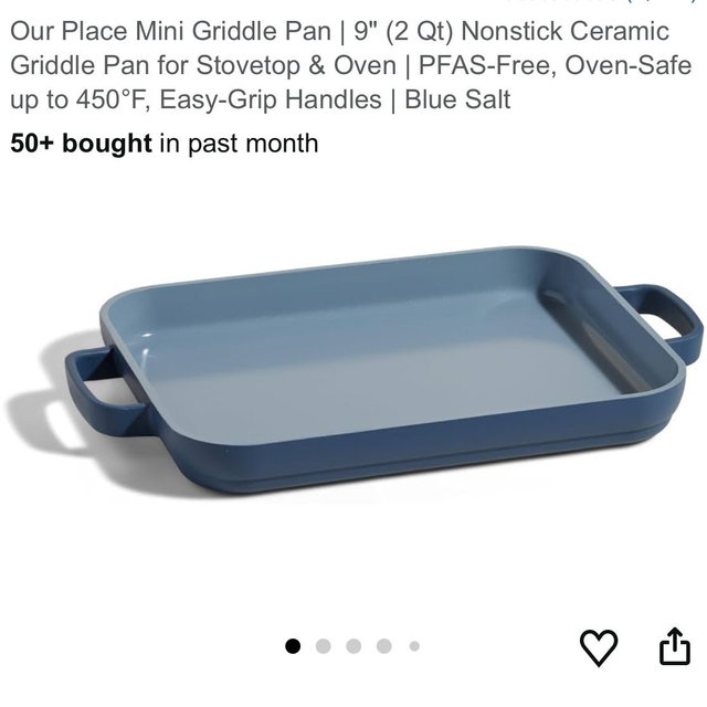 Our Place Mini Griddle Pan | 9" (2 Qt) Nonstick Ceramic Griddle Pan for Stovetop & Oven | PFAS-Free, Oven-Safe up to 450°F, Easy-Grip Handles | Blue Salt