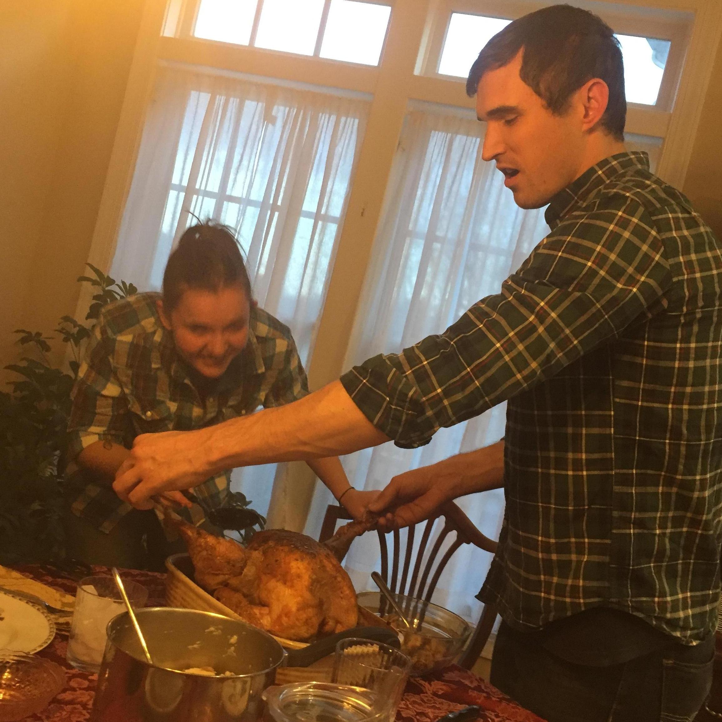 Carving the Thanksgiving turkey!