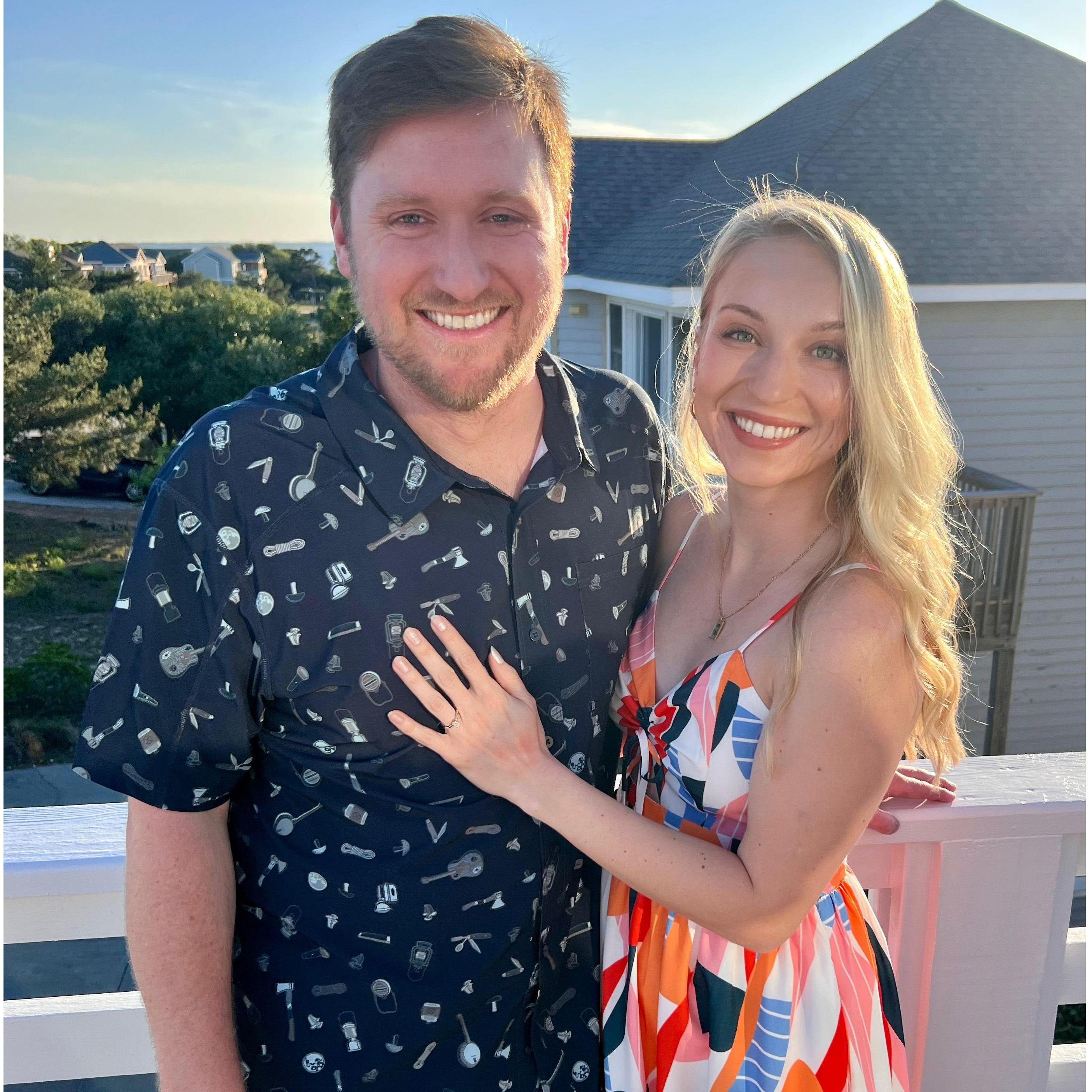 First photo as an engaged couple in Duck, NC