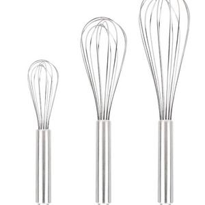 Set of 3 Stainless Steel Whisk 8"+10"+12", Kitchen Balloon Hand Stainless Whisk Set for Blending Whisking Beating Stirring by Ouddy