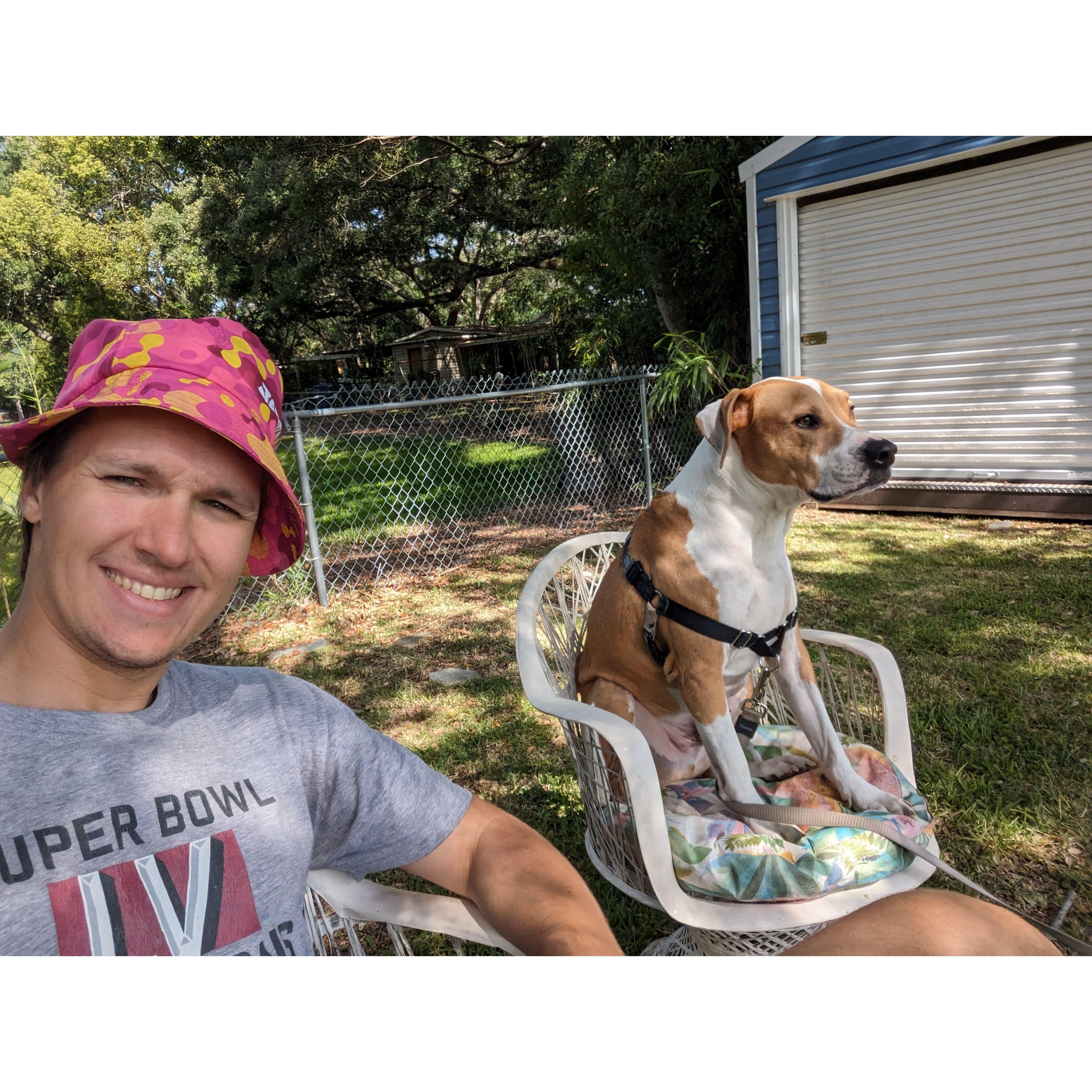 Kasey and Bentley having "bro" time on a Saturday morning in the yard.