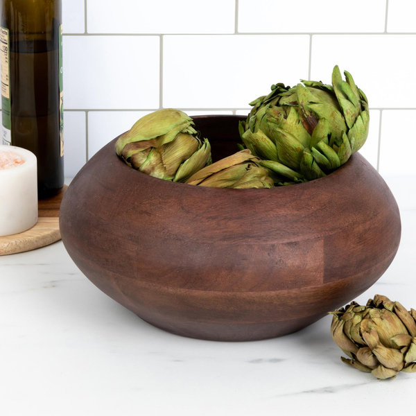 Bloomingville Modern Round Wood Bowl – Black Finish, 9.25" Diameter, Food Safe Mango Wood, Scandinavian Style Serving & Decor Bowl