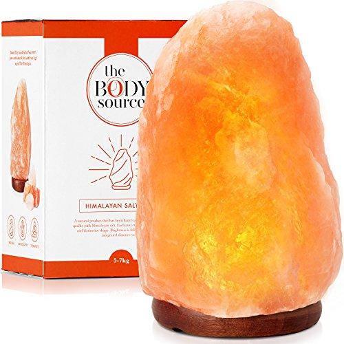 Himalayan Salt Lamp 10-12” (11-15 lb) with Dimmer Switch - All Natural and Handcrafted with Wooden Base and an Extra Bulb