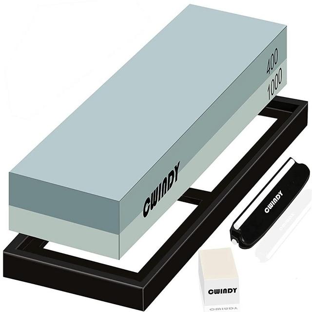 Whetstone Sharpening Stone Kit Dual Sided 400/1000 Grit Professional Whetstone Knife Sharpener Stone Wet Stone Set Nonslip Rubber Base Angle Guide, and Fix Stone