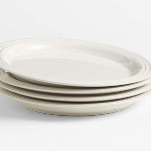 Le Creuset Thyme Stoneware Dinner Plates, Cream Color