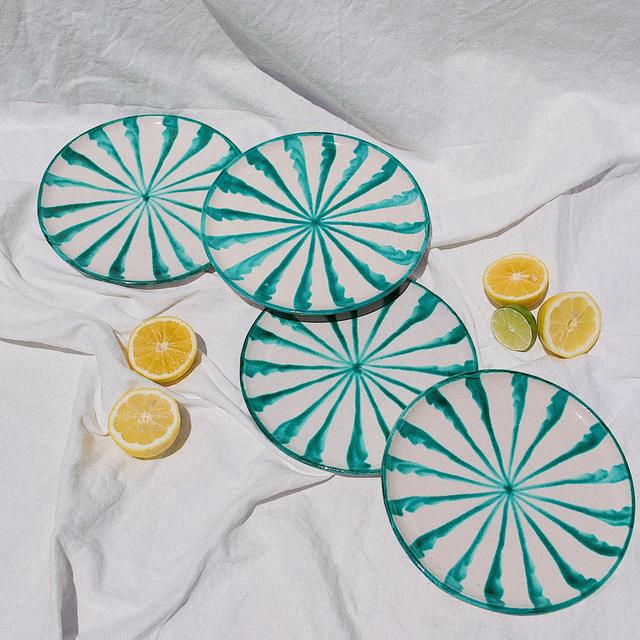 Salad plate with candy cane stripes