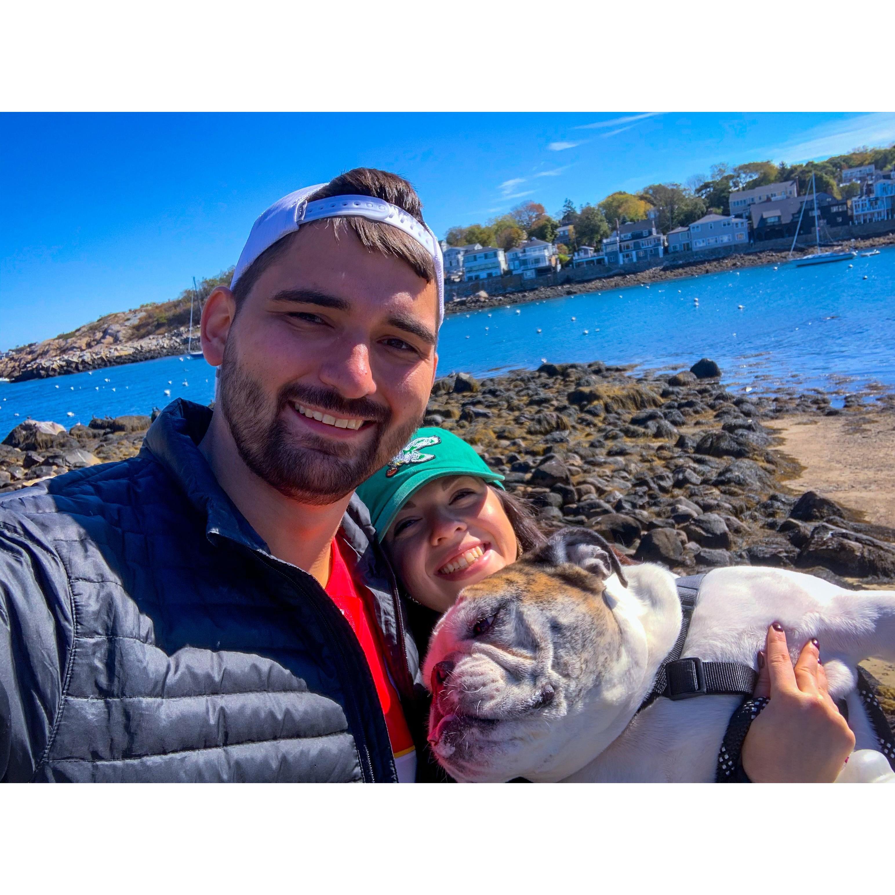 Layton, Katie and Slater in MA in October 2020