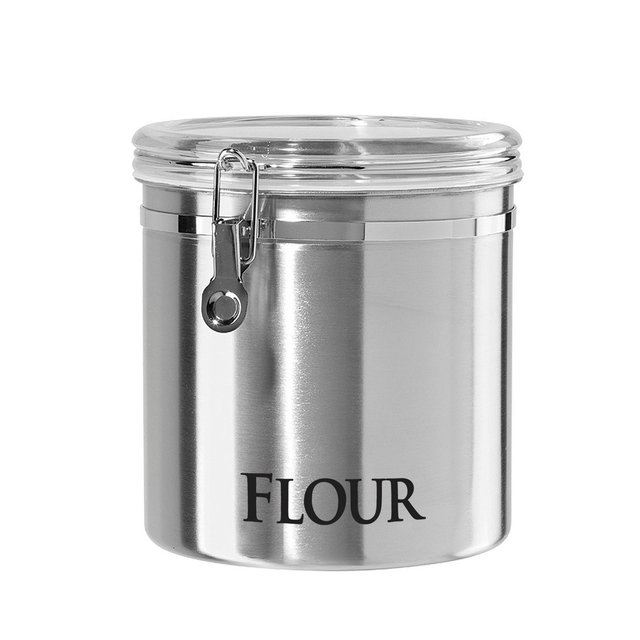 OGGI 150 fl oz Jumbo Stainless Steel "Flour" Clamp Canister