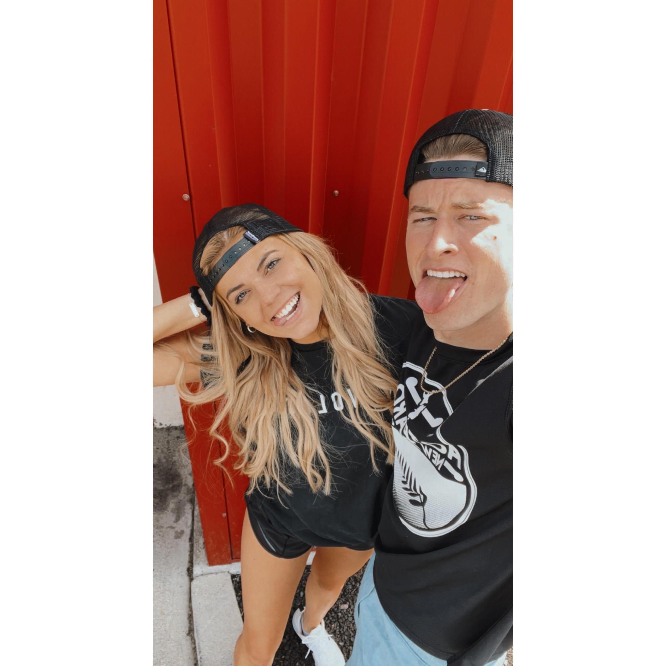 This is a picture of Trevor and I when we were friends and grabbed lunch before volleyball!
