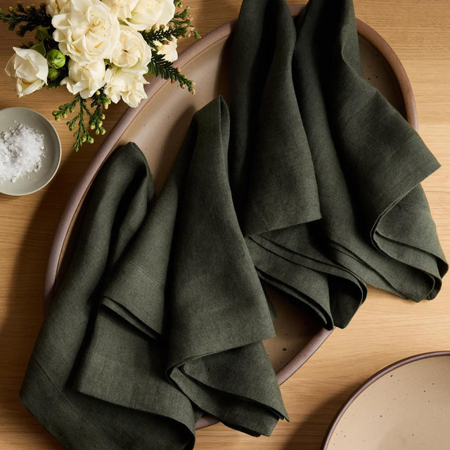 European Linen Wide-Hem Napkins (Set of 12)