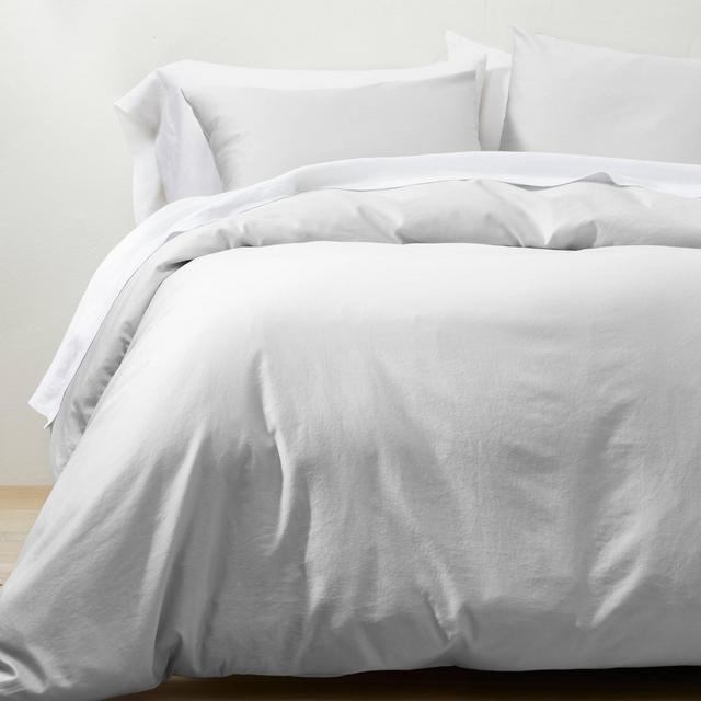 King Supima Washed Sateen Duvet & Sham Set Light Gray - Casaluna™