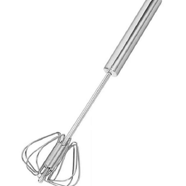Stainless Steel Whisks, Hand Push Whisk Blender Semi Automatic Whisk Mixer Egg Milk Beater Milk Frother Rotating Push Whisk Mixer for Blending