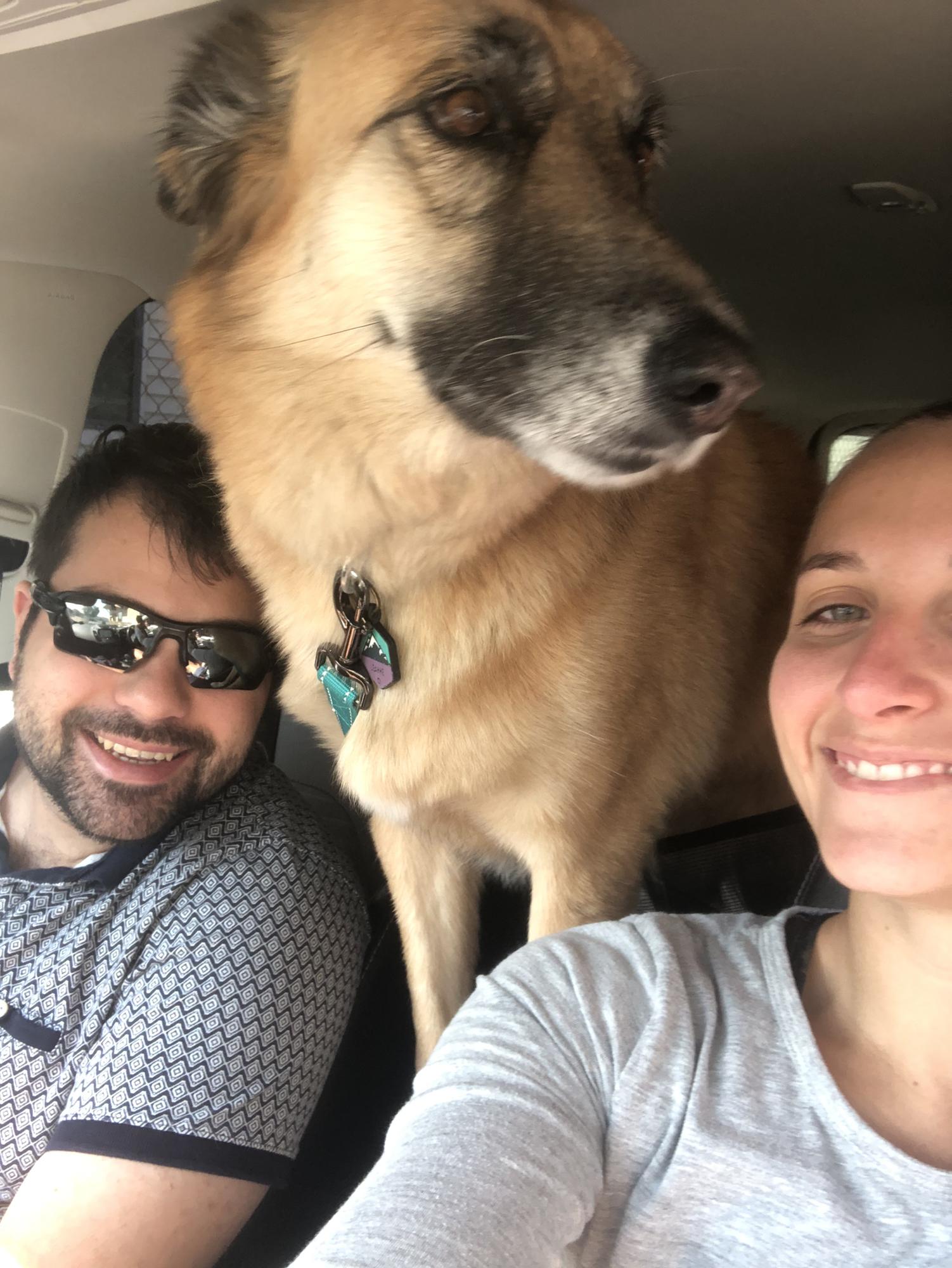 Leanne going on a joy ride! She used to hate the car but now she knows the car means fun (usually)!