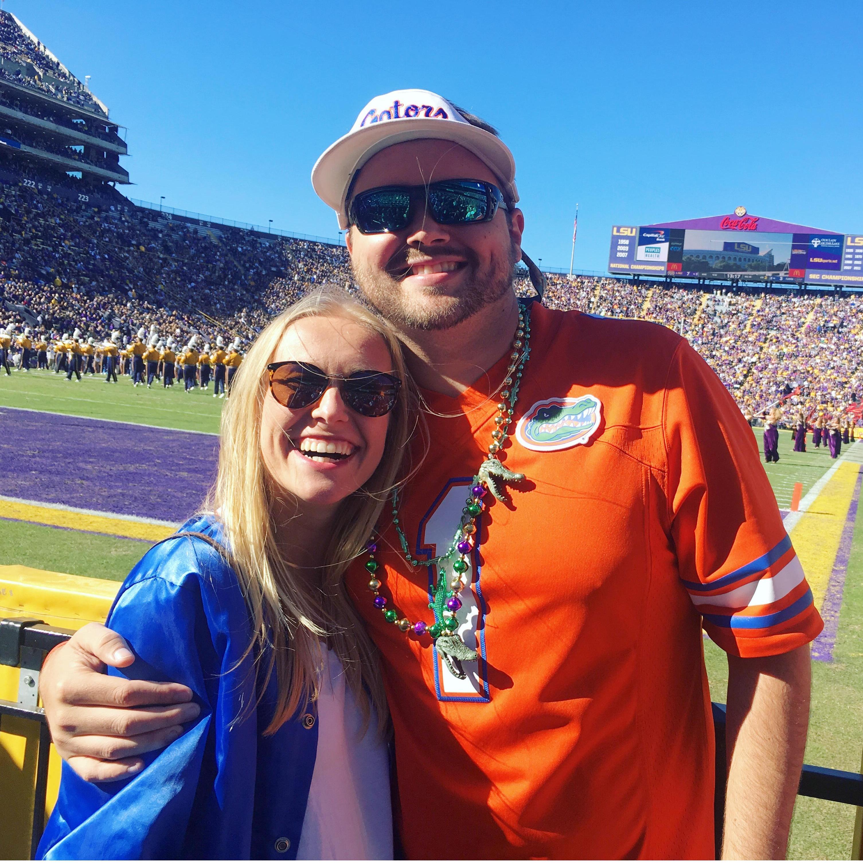 Celebrating a Gator win against LSU in Death Valley - 2016