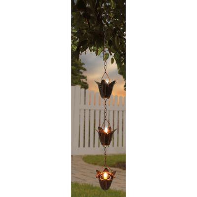 Flower 3-Light Solar Tea Light Dangler in White