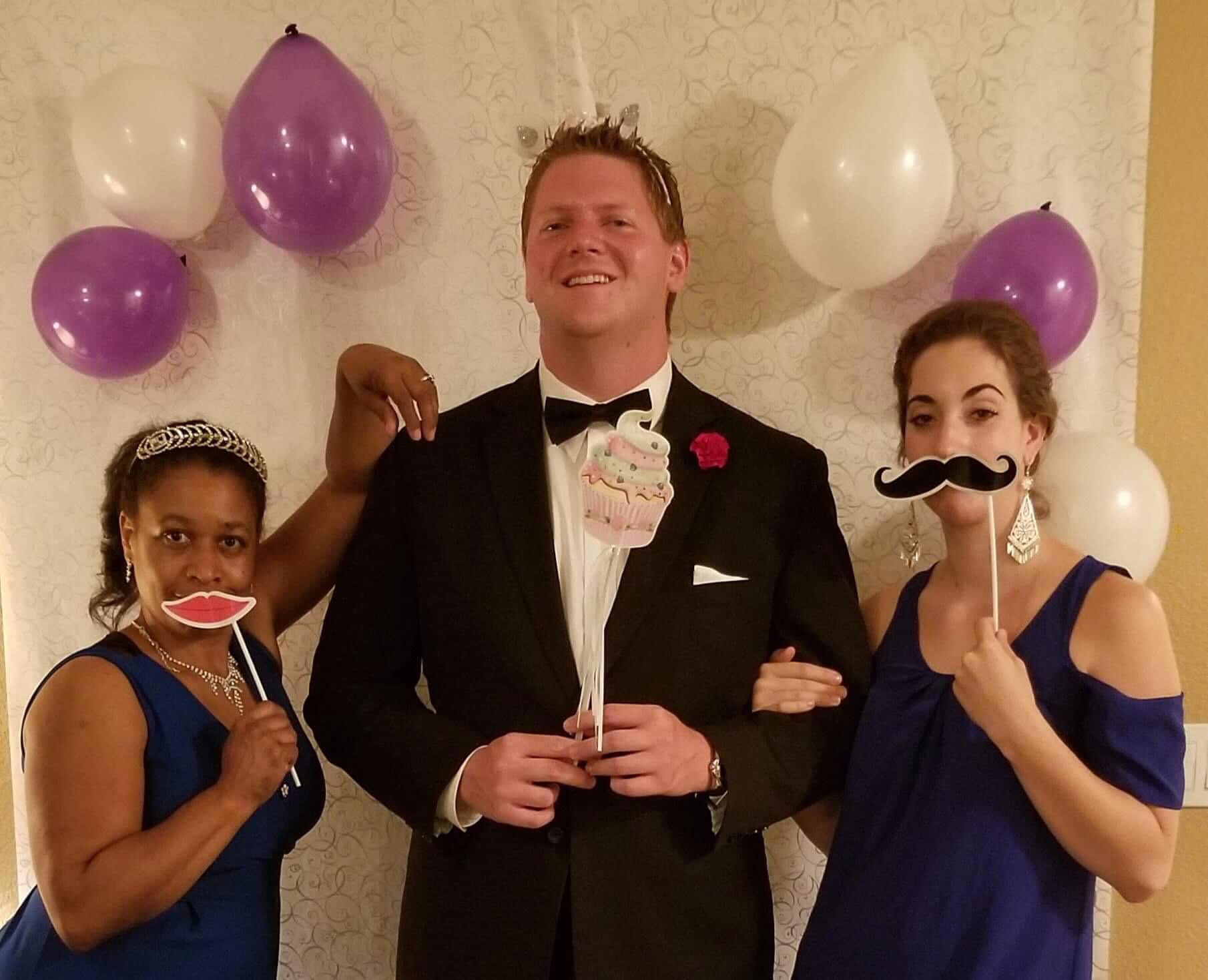 My massage therapist/just plain therapist posing with us at her birthday bash!