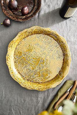 Yellow Floral Stoneware Serving Platter