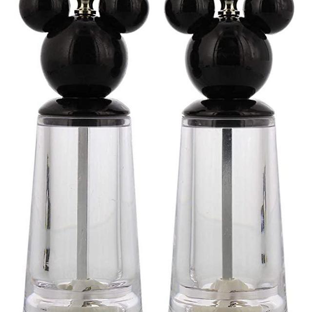 Disney Minnie and Mickey Mouse Salt and Pepper Grinder Set – Disney Salt and Pepper Mills, Set of 2 – Perfect for any Tabletop – Easy to Fill, Clear Plastic/Black