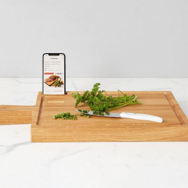 Handmade Reclaimed Oak Cutting Board & Smartphone Holder