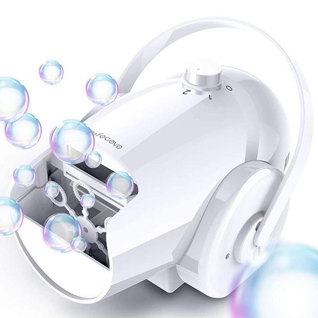 Bubble Machine Automatic Bubble Blower - Portable Bubble Maker for Kids and Babies of 18/24/36 Months with 2 Speed Levels, Plug-in or Battery-Driven Bubble Toys with High Output for Parties Birthdays