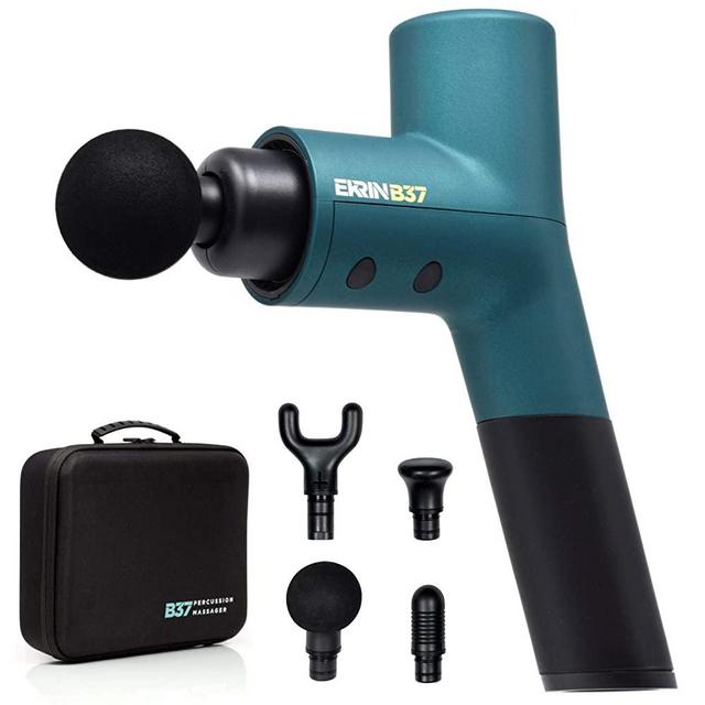 Ekrin Athletics B37 Massage Gun - Percussion Massager for Sore Muscles & Recovery / Long Battery Life / Quiet & Powerful with 5 Speeds / 4 Attachments / Move Better & Recover Faster - Activate Muscles