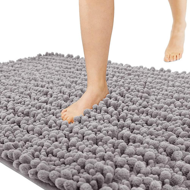 Yimobra Original Luxury Chenille Bathroom Runner Rugs, 70 x 24 Inches, Soft, Long Large Bath Mats, Super Absorbent, Non-Slip, Machine Washable, Carpets for Home, Nursery, Bed and Living Room, Gray