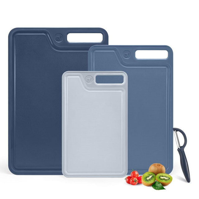 Jaulaors 4 Piece Plastic Cutting Board Set for Kitchen Dishwasher Safe,Food Safety, Non-Slip Design, Ideal for Meat and Vegetable Prep