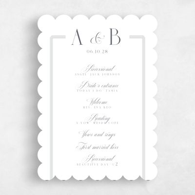 White Scalloped Wedding Program - Felicity