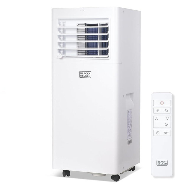 BLACK+DECKER Portable Air Conditioner, 5,100 BTU SACC/CEC (8,500 BTU ASHRAE 128) for Rooms Up To 350 Sq. Ft., Portable AC with Full Function Remote Control & Window Kit, BPACT05SM, White