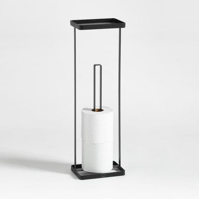 Yamazaki Black Toilet Paper Stand with Tray