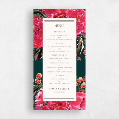 Green Fall Wedding Menu - Waverly