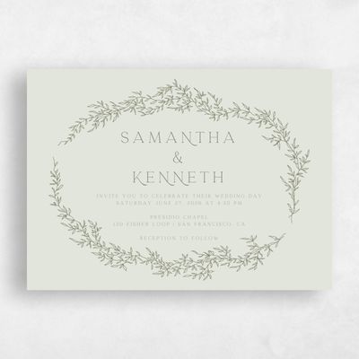 Khaki Green Wedding Invitation - Rhys Landscape