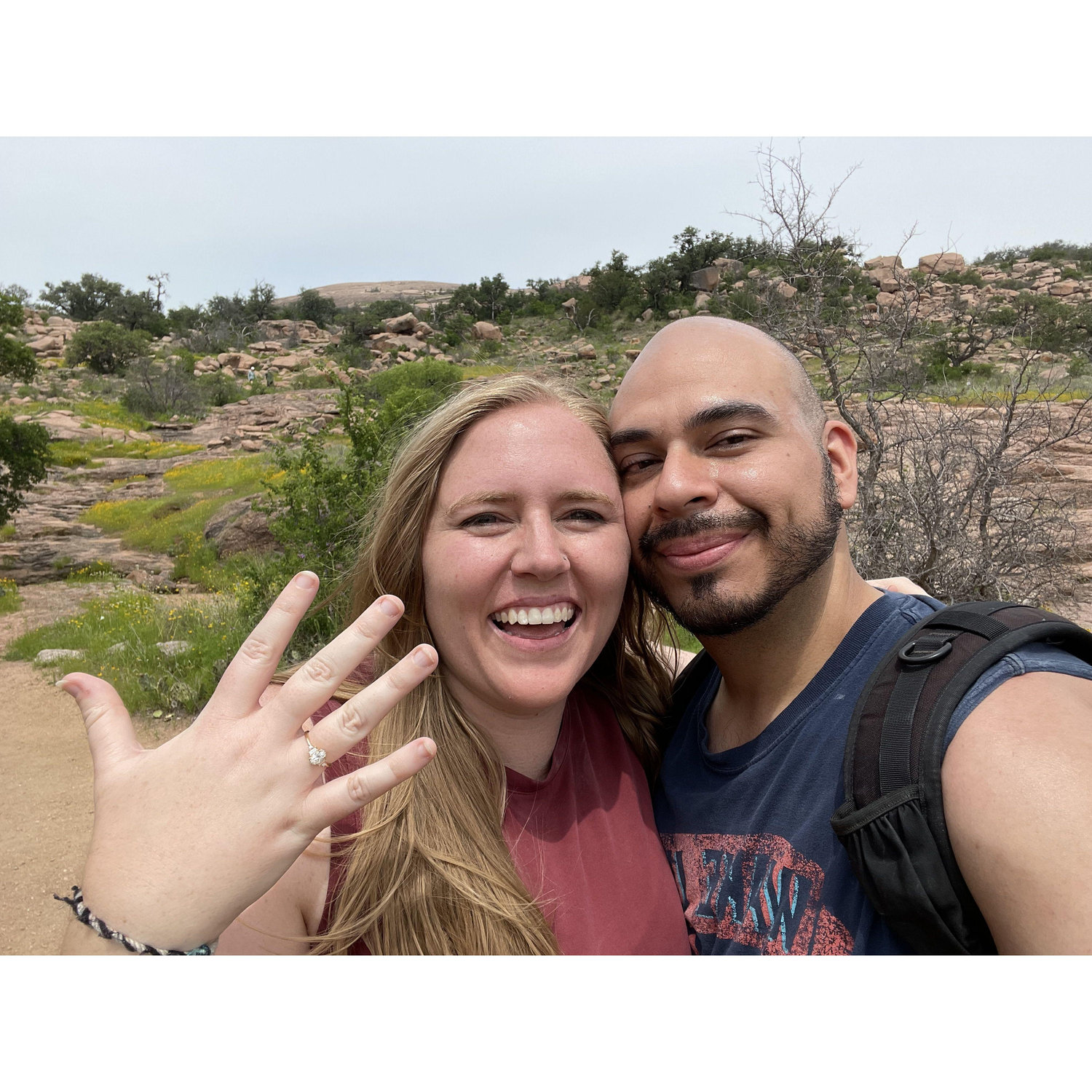 Engaged! At Enchanted Rock!