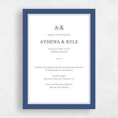 Navy, Blue Wedding Invitation - Weyers Frame Letterpress