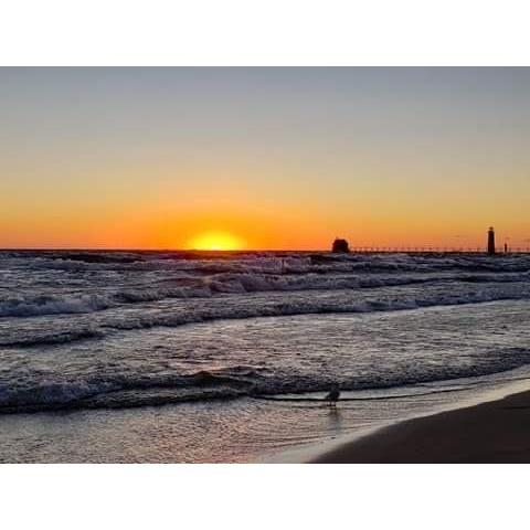 Beautiful Lake Michigan, Michael chose the right place to propose.