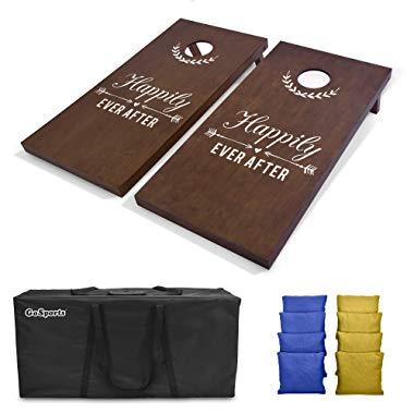 GoSports Wedding Cornhole Set | Regulation 4'x2' Size  Solid Stained Wood with Carrying Case and Bean Bags (Choose Your Colors) - Match The Wedding Theme!