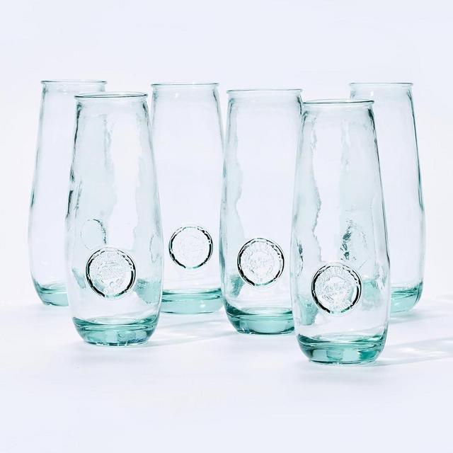 DESIGNED BY VSM Vidrios San Miguel Champagne Glasses, Made Of 100% Recycled Glass, (set Of 6), 10 Oz, Embossed Stemless Champagne Flutes For Wine, Mimosas, Prosecco, Made In Spain
