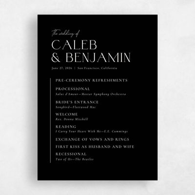 Black Wedding Program - Piccola