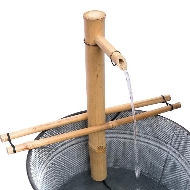 Bamboo Accents Fountain with Pump, Indoor/Outdoor, Branch-Style Support Arms, Smooth Split-Resistant Bamboo Container Not Included (18" Adjustable)