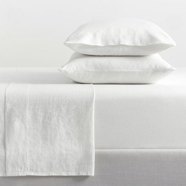 Classic Belgian Flax Linen Sheet Set, White, Queen