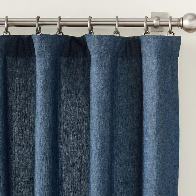 Belgian Flax Linen Curtain, Denim, 50" W x 96" L