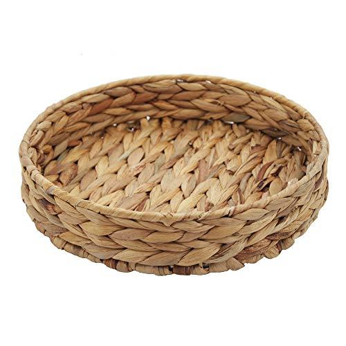 HD Fruit Tray Weaving by Grass, Round Bins for Vegetable, Arts and Crafts. (Large)