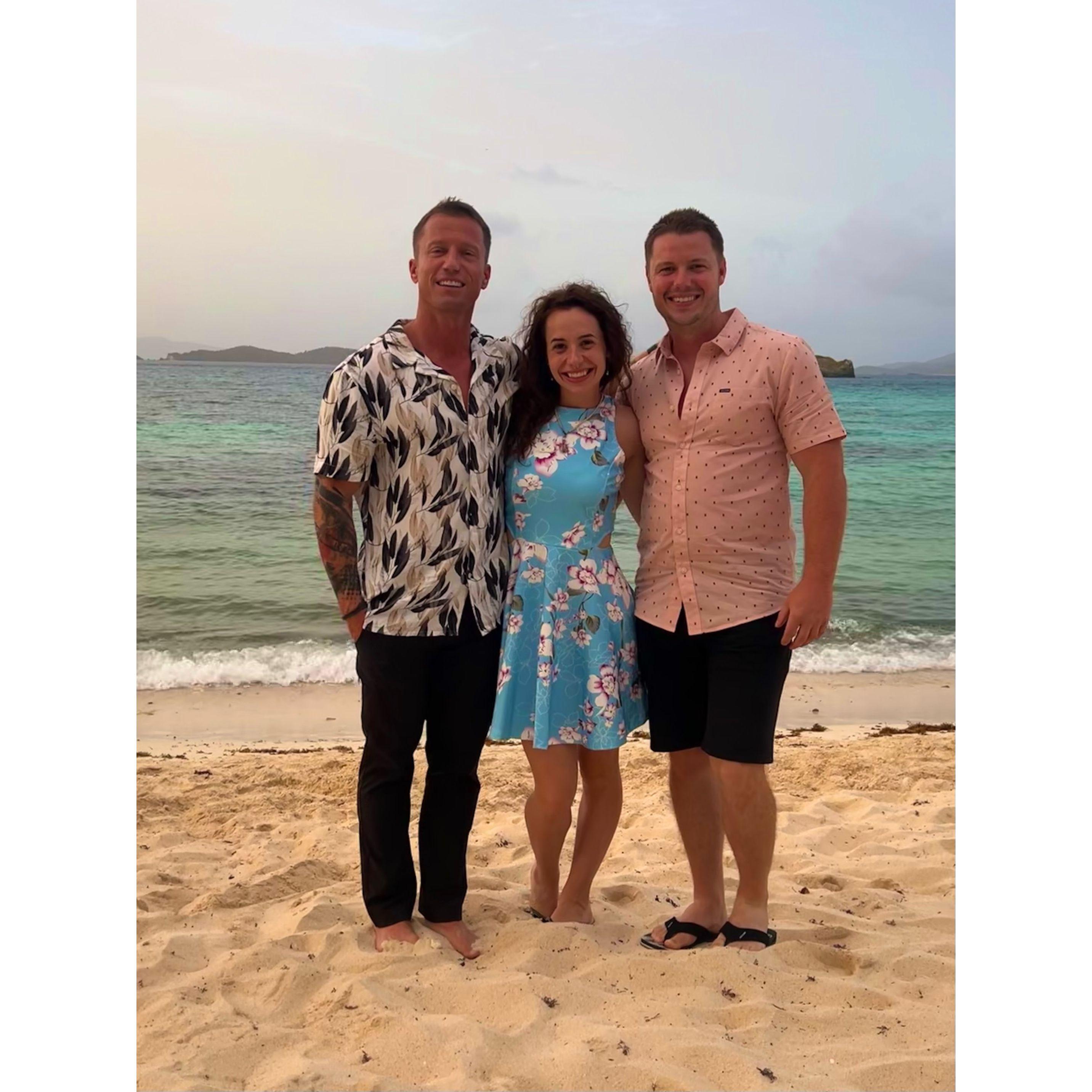 Shawn, Autumn, and Ben in St. Thomas for the Metroff wedding in June 2022