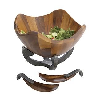 Nambé Anvil Scroll Salad Bowl Set