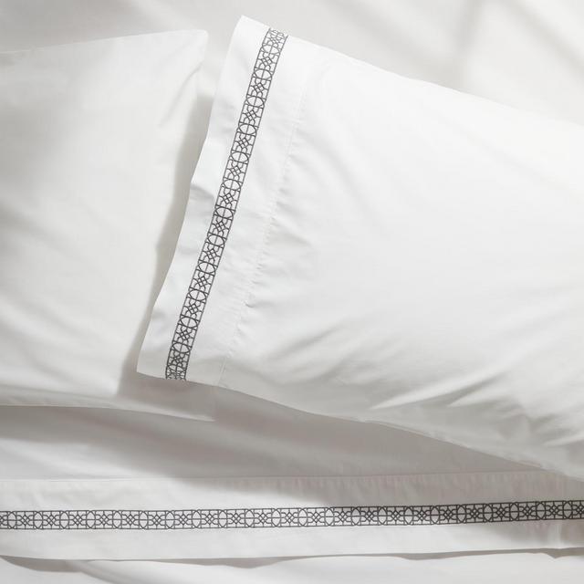 Lior Organic Grey Embroidered King Sheet Set