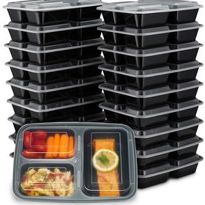 ez prepa - EZ Prepa [20 Pack] 32oz 3 Compartment Meal Prep Containers with Lids - Bento Box - Durable BPA Free Plastic Reusable Food Storage Containers - Stackable, Reusable, Microwaveable & Dishwasher Safe