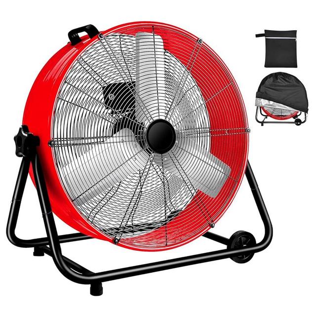 WARMLREC Industrial Fan 24 Inch Heavy Duty Drum 3 Speed 8800 CFM Air Circulation High Velocity Fan For Warehouse, Workshop, Factory, Commercial, Residential and Greenhouse Red